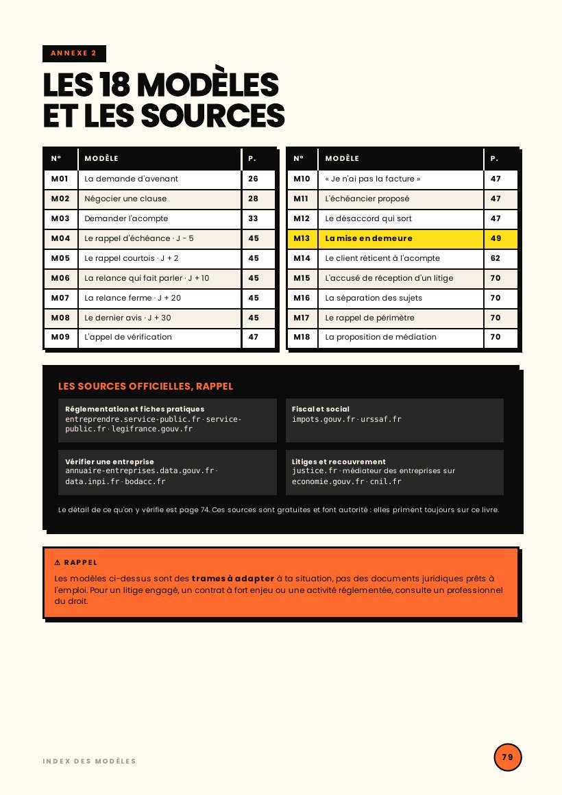 Les 18 modèles et les sources, page 79