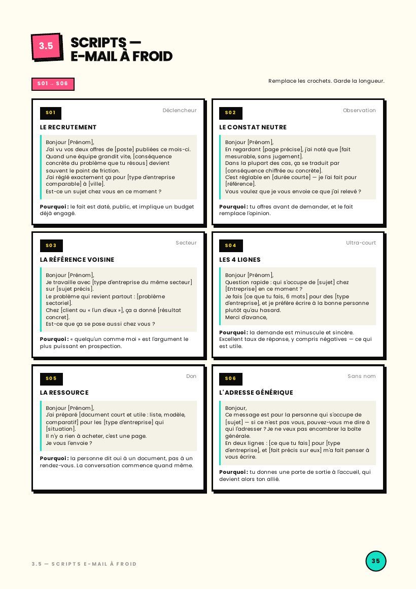 Page 35 : Scripts : l'e-mail à froid