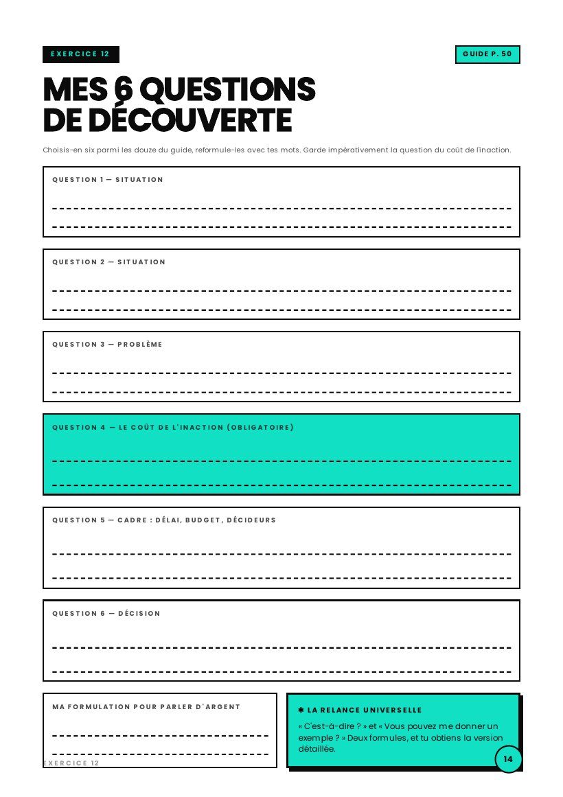 Workbook : mes 6 questions de découverte