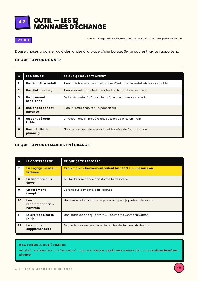 Page 46 : Outil : les 12 monnaies d'échange
